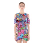 Cabbage Flower Abstract Shoulder Cutout One Piece Dress