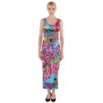 Cabbage Flower Abstract Fitted Maxi Dress