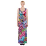 Cabbage Flower Abstract Thigh Split Maxi Dress