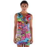 Cabbage Flower Abstract Wrap Front Bodycon Dress