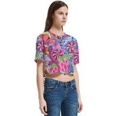 Women s Round Neck Short Sleeve Crop Top 