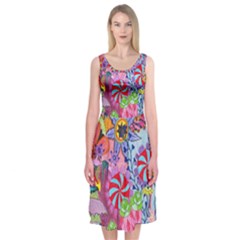 Cabbage Flower Abstract Midi Sleeveless Dress from ArtsNow.com