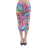 Cabbage Flower Abstract Midi Pencil Skirt