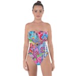 Cabbage Flower Abstract Tie Back One Piece Swimsuit