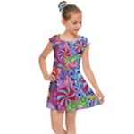 Cabbage Flower Abstract Kids  Cap Sleeve Dress