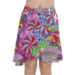 Cabbage Flower Abstract Chiffon Wrap Front Skirt