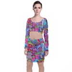 Cabbage Flower Abstract Long Sleeve Crop Top & Bodycon Skirt Set