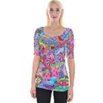 Cabbage Flower Abstract Wide Neckline T-Shirt