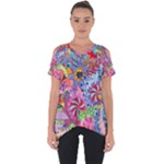 Cabbage Flower Abstract Cut Out Side Drop T-Shirt