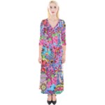 Cabbage Flower Abstract Quarter Sleeve Wrap Maxi Dress