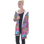 Cabbage Flower Abstract Longline Hooded Cardigan