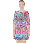 Cabbage Flower Abstract Quarter Sleeve Pocket Dress