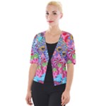 Cabbage Flower Abstract Cropped Button Cardigan