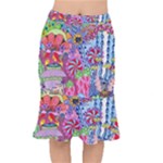 Cabbage Flower Abstract Short Mermaid Skirt