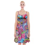 Cabbage Flower Abstract Spaghetti Strap Velvet Dress