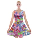 Cabbage Flower Abstract Velvet Skater Dress