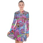 Cabbage Flower Abstract Long Sleeve Panel Dress