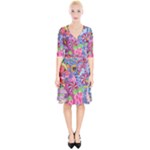 Cabbage Flower Abstract Wrap Up Cocktail Dress