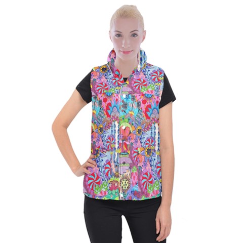 Cabbage Flower Abstract Women s Button Up Vest from ArtsNow.com