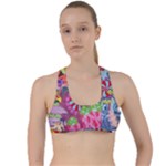 Cabbage Flower Abstract Criss Cross Racerback Sports Bra