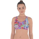 Cabbage Flower Abstract Cross String Back Sports Bra