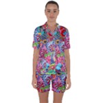 Cabbage Flower Abstract Satin Short Sleeve Pajamas Set