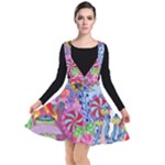 Cabbage Flower Abstract Plunge Pinafore Dress