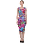 Cabbage Flower Abstract Sleeveless Pencil Dress