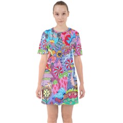 Sixties Short Sleeve Mini Dress 