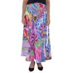 Cabbage Flower Abstract Flared Maxi Skirt