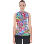 Cabbage Flower Abstract Mock Neck Shell Top