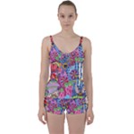 Cabbage Flower Abstract Tie Front Two Piece Tankini