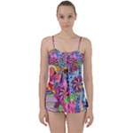 Cabbage Flower Abstract Babydoll Tankini Set