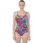 Cabbage Flower Abstract Cut Out Top Tankini Set