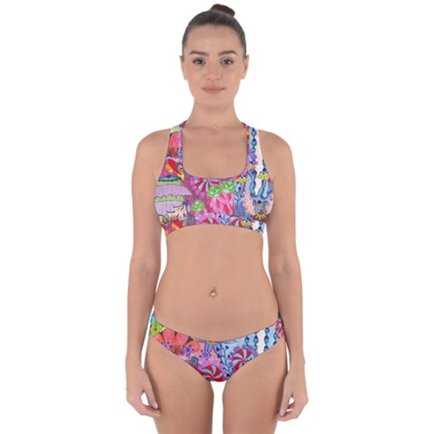 Cabbage Flower Abstract Cross Back Hipster Bikini Set from ArtsNow.com