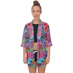 Cabbage Flower Abstract Open Front Chiffon Kimono