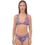 Cabbage Flower Abstract Double Strap Halter Bikini Set