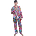 Cabbage Flower Abstract Men s Long Sleeve Satin Pajamas Set