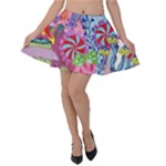 Cabbage Flower Abstract Velvet Skater Skirt