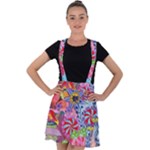 Cabbage Flower Abstract Velvet Suspender Skater Skirt