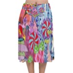 Cabbage Flower Abstract Velvet Flared Midi Skirt