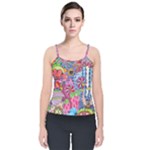 Cabbage Flower Abstract Velvet Spaghetti Strap Top