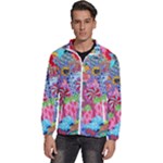 Cabbage Flower Abstract Men s High Neck Windbreaker