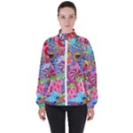 Cabbage Flower Abstract Women s High Neck Windbreaker