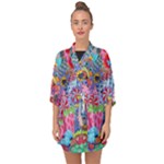 Cabbage Flower Abstract Half Sleeve Chiffon Kimono