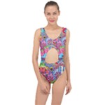 Cabbage Flower Abstract Center Cut Out Swimsuit