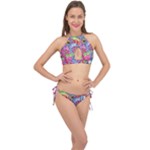 Cabbage Flower Abstract Cross Front Halter Bikini Set