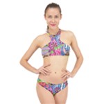 Cabbage Flower Abstract High Neck Bikini Set