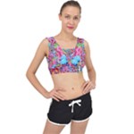 Cabbage Flower Abstract V-Back Sports Bra