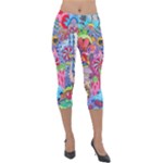 Cabbage Flower Abstract Lightweight Velour Capri Leggings 